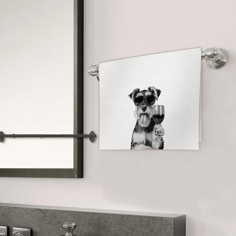 Detalle del diseño Schnauzer en la toalla FIicy para decoración.