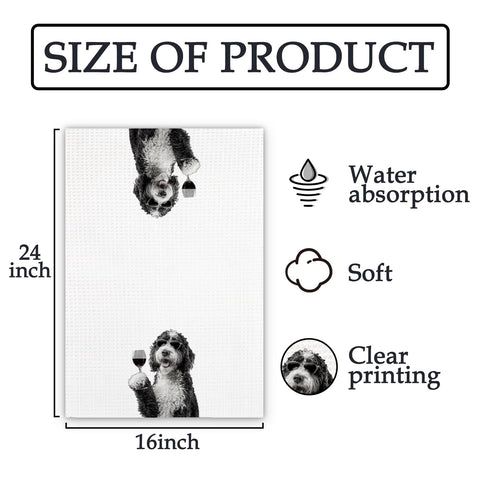 FIicy Bernedoodle diseño hogareño en toalla de cocina para el hogar.