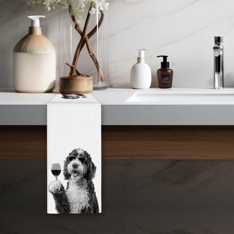 FIicy Bernedoodle regalo familiar, toalla decorativa para fiestas.