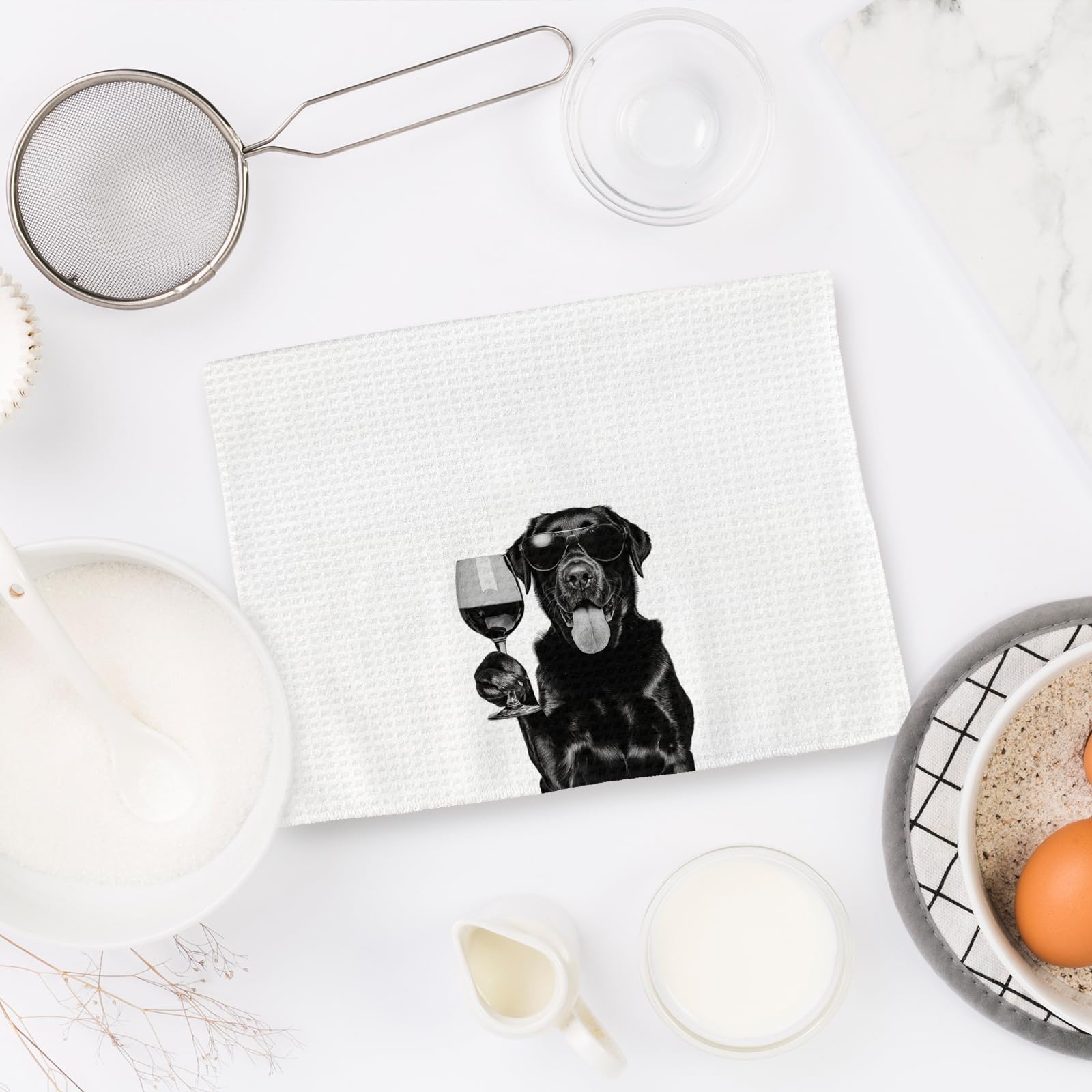 Fiicy toalla de cocina absorbente con Labrador negro