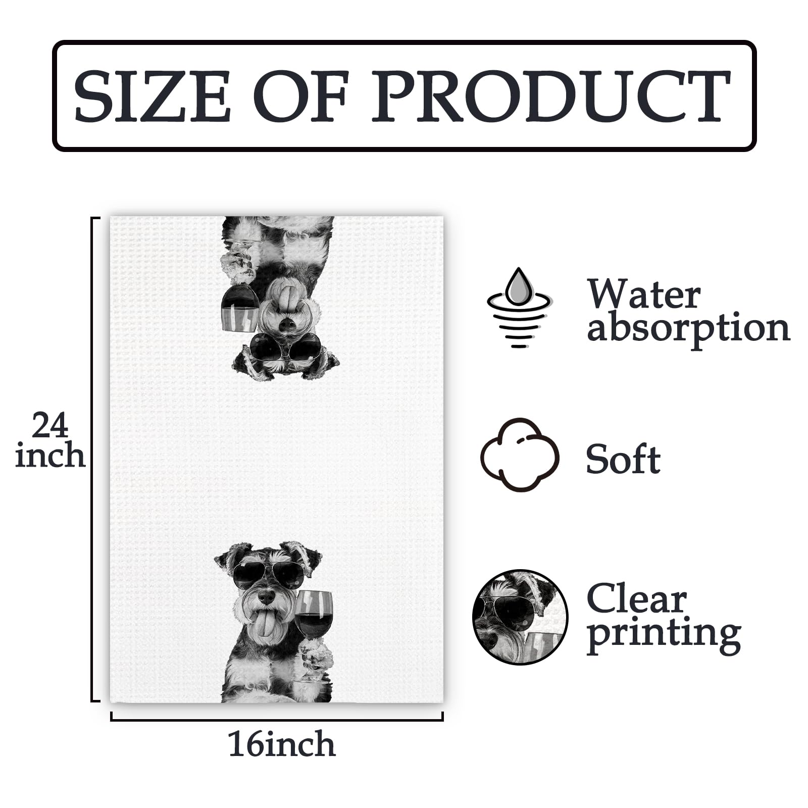 Toalla de cocina multiusos FIicy con temática Schnauzer.