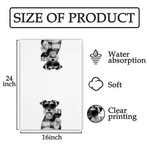 Toalla de cocina multiusos FIicy con temática Schnauzer.