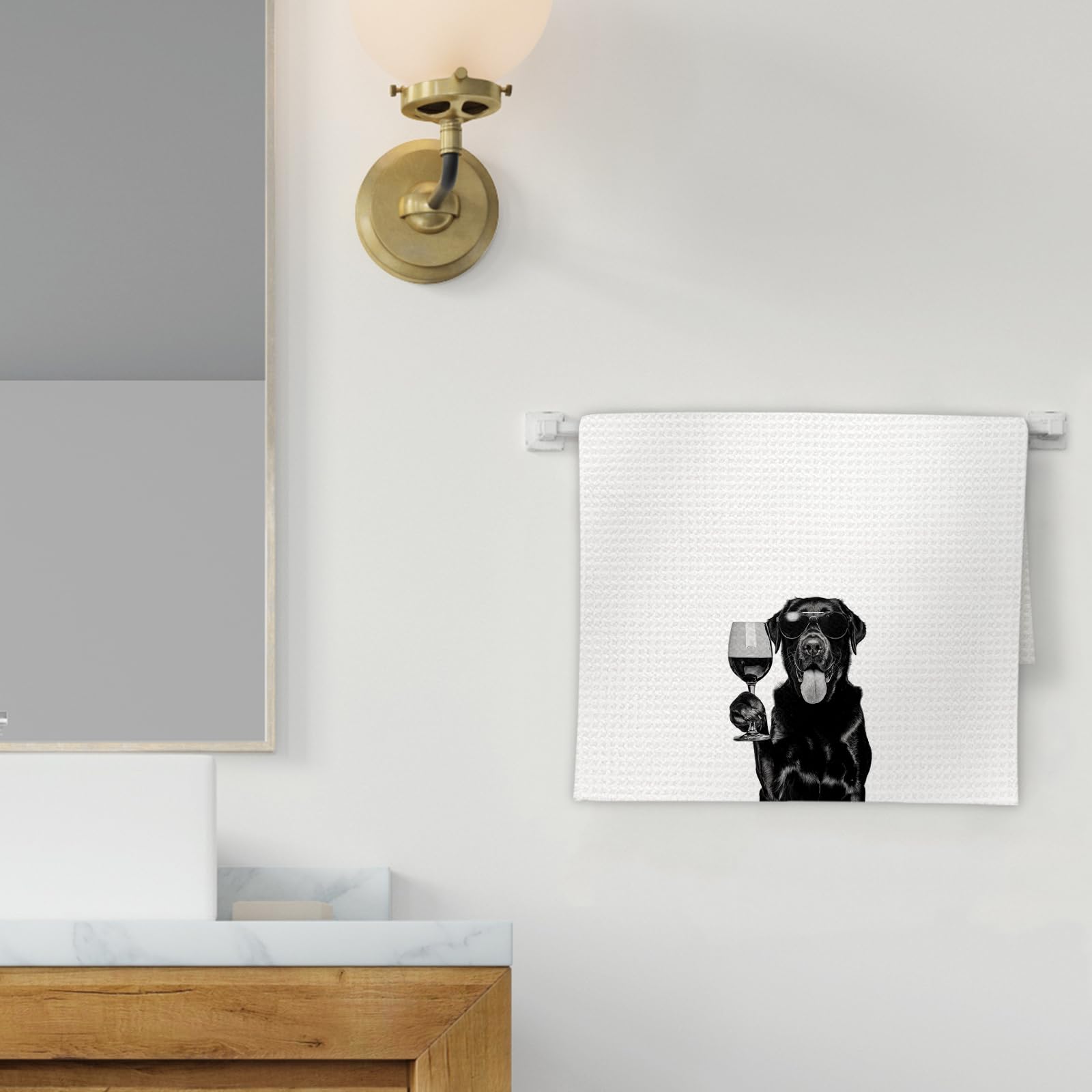 Fiicy toalla temática Labrador negro para decoración y uso diario