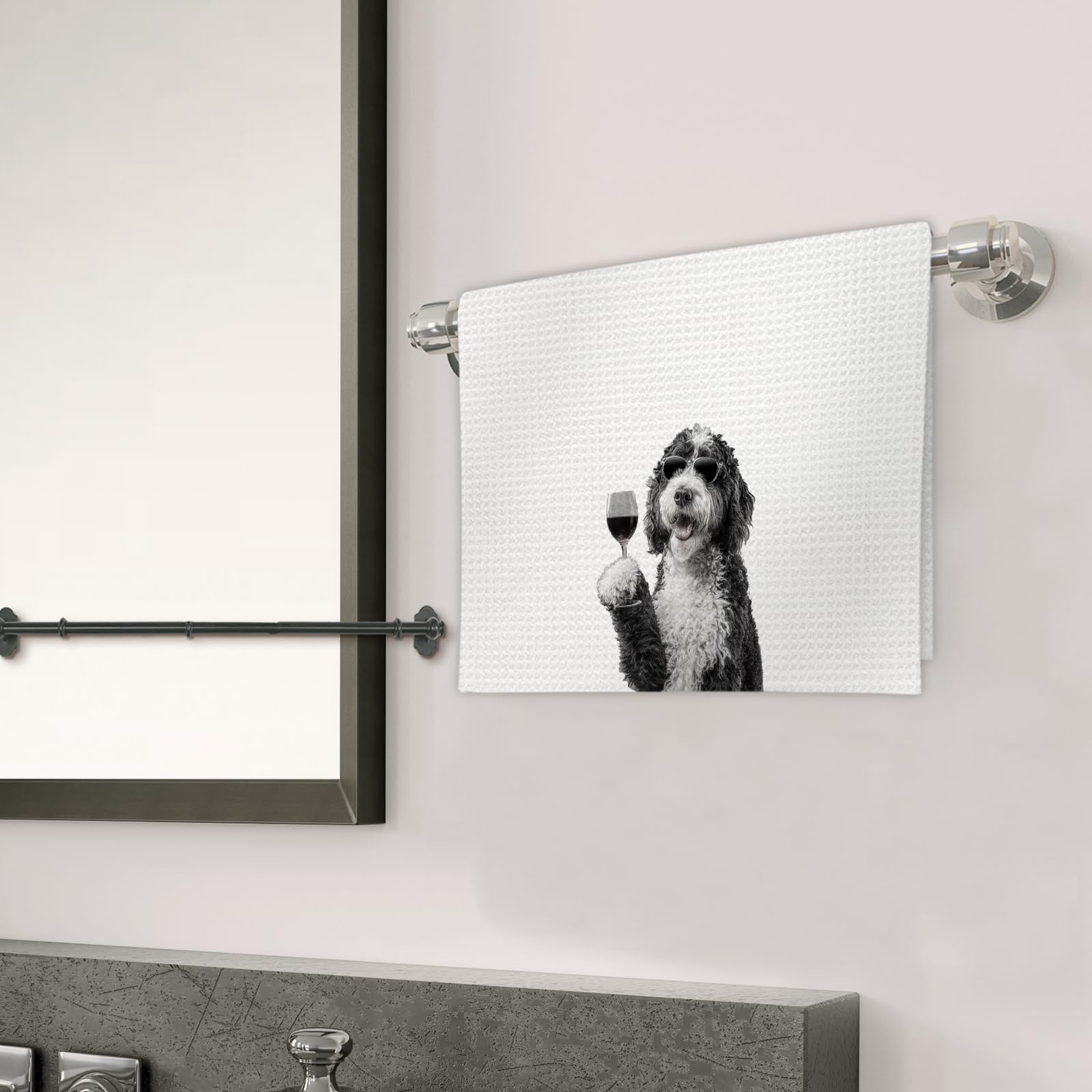 FIicy Bernedoodle toallas decorativas para cocina y baño, coloridas y duraderas.
