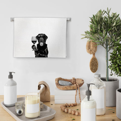 Fiicy toallas decorativas para cocina con Labrador negro