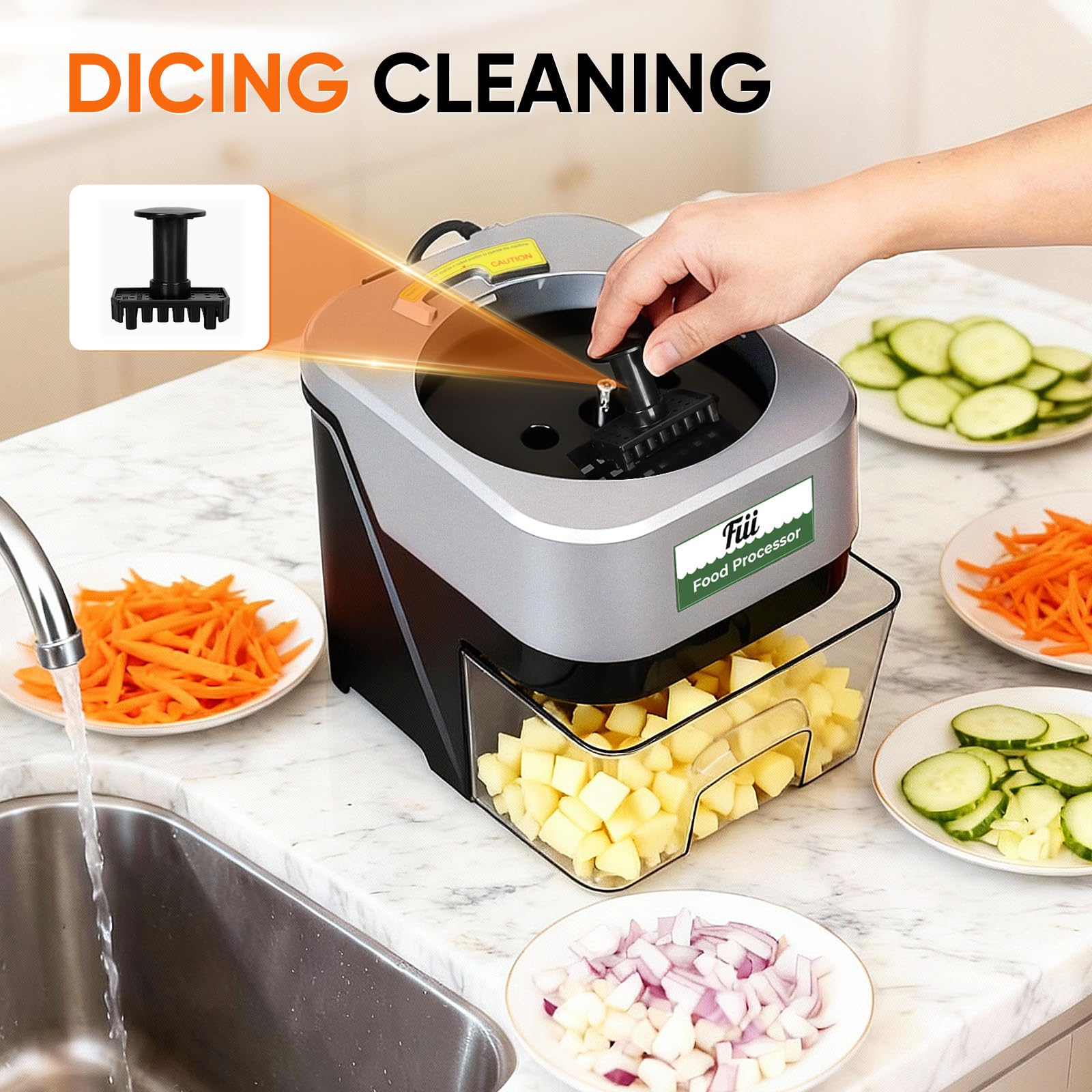 Contenedor de almacenamiento FIII para ingredientes organizados y listos para cocinar.