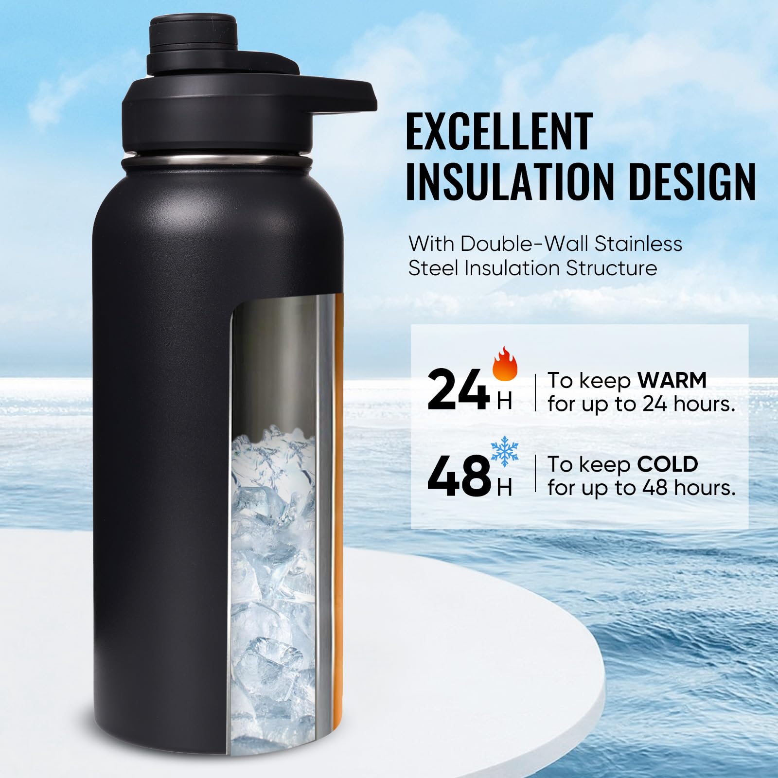 Botella Fijinhom de acero inoxidable 304, diseño duradero para uso diario.