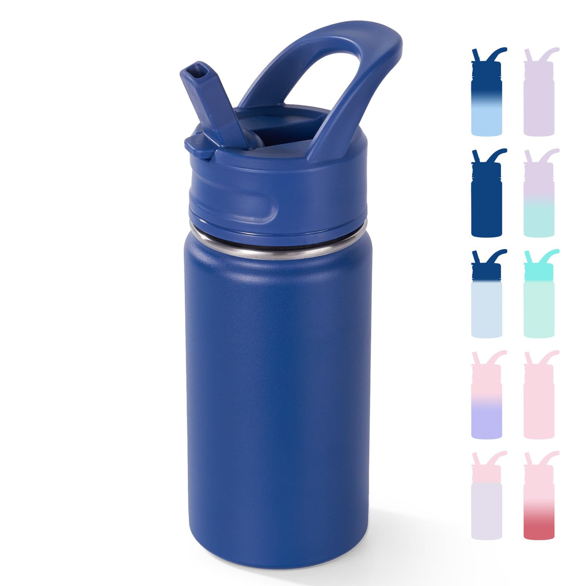 Botella fijinhom para niños de 12 onzas, ideal para escuela y portabilidad.