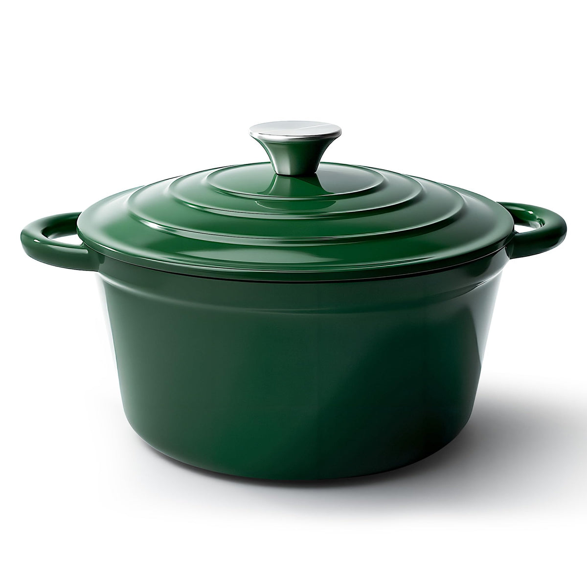 Olla fijinhom de hierro esmaltado 6 cuartos con tapa verde para cocción uniforme.