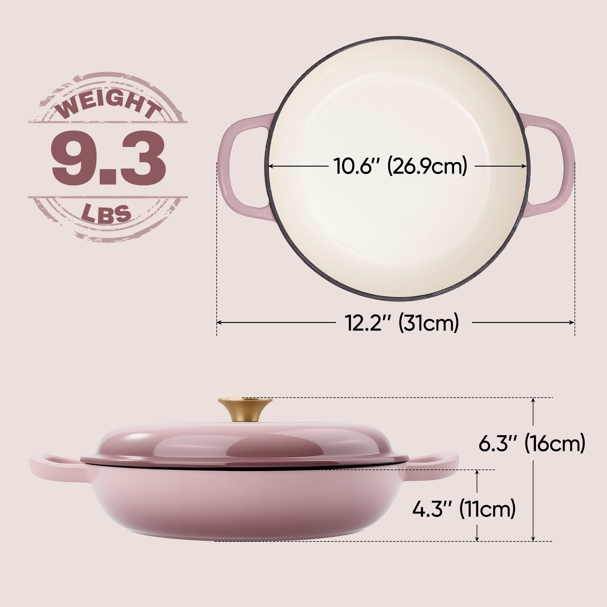 Sartén esmaltada Fijinhom rosa para parrilla, ideal para recetas al aire libre.