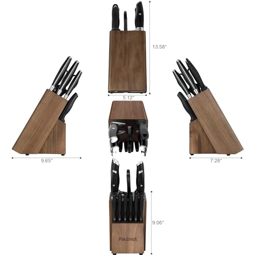 Bloque de madera FikShot para almacenar cuchillos de forma segura.