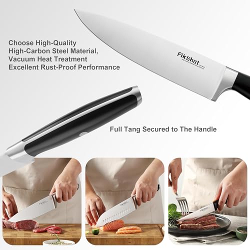 Cuchillo chef FikShot de 8 pulgadas con filo nítido para cortes precisos.