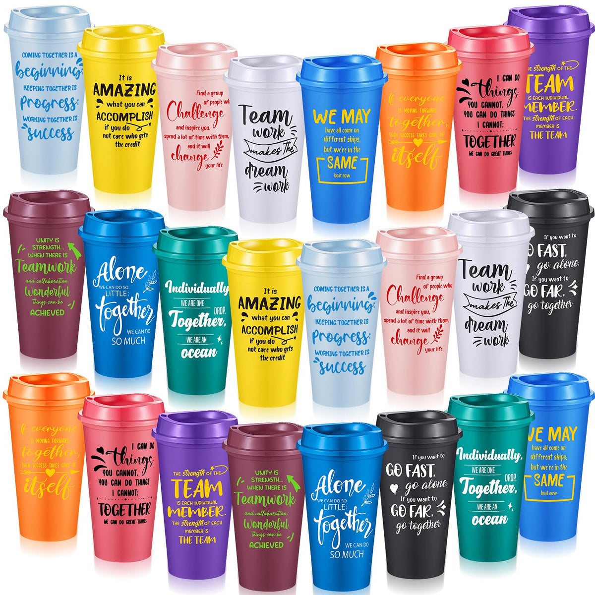 FillTouch tazas de café reutilizables de 16 onzas con colores brillantes para la oficina.
