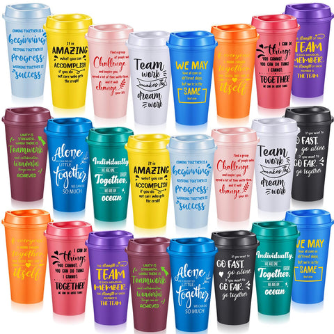 FillTouch tazas de café reutilizables de 16 onzas con colores brillantes para la oficina.