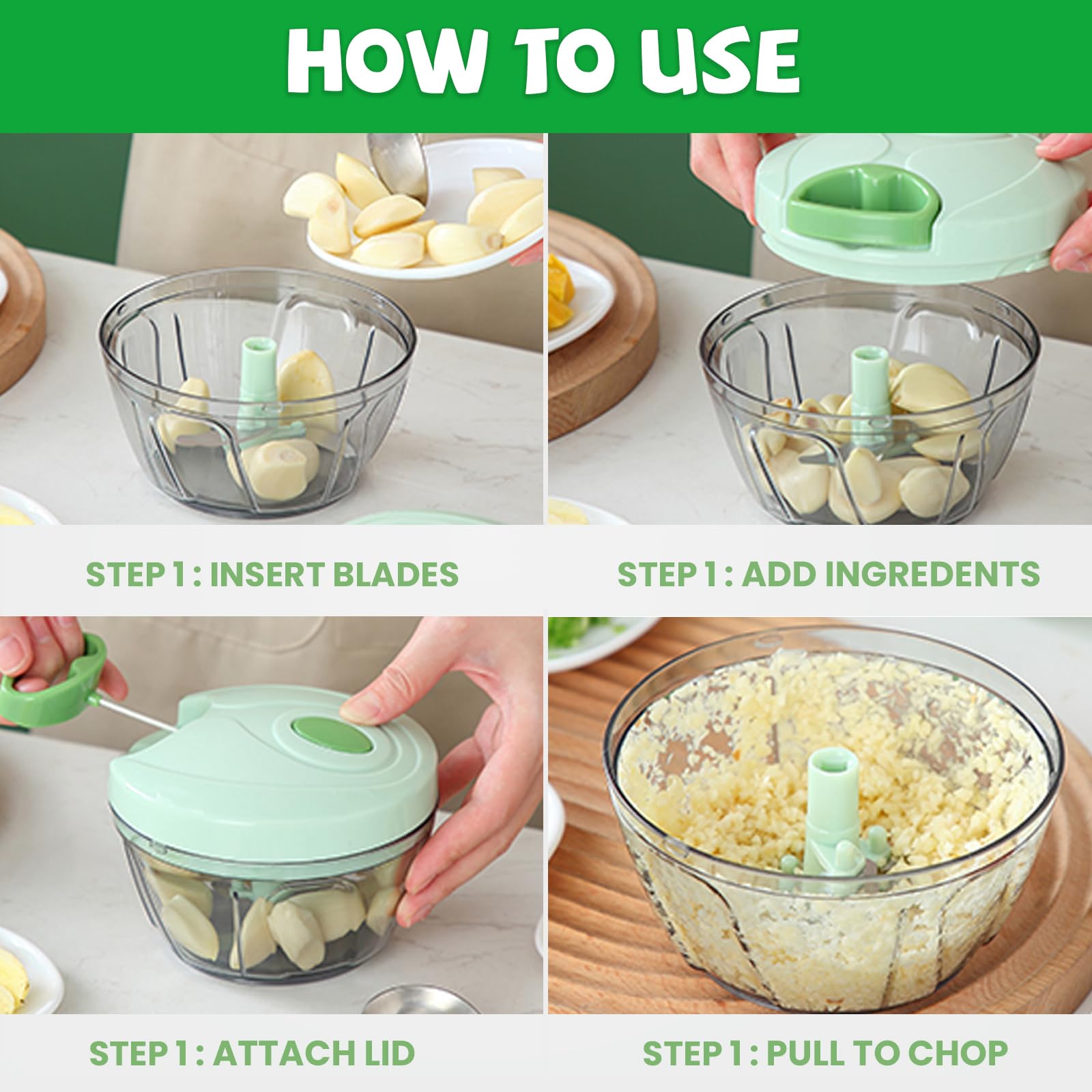 FILTA Picadora Manual: corte preciso de ajo y cebolla para sofritos aromáticos.