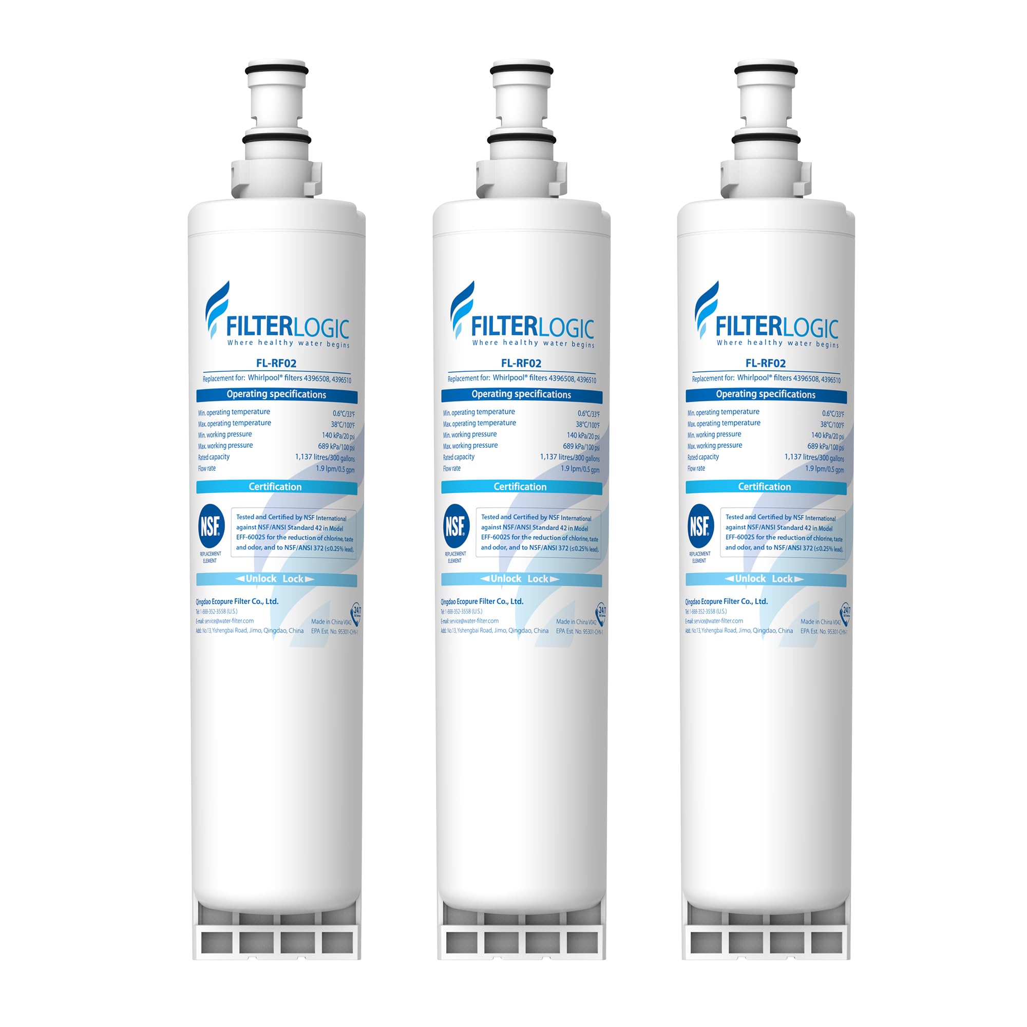 Filtro Filterlogic 4396508 para refrigerador, mejora la claridad y sabor del agua