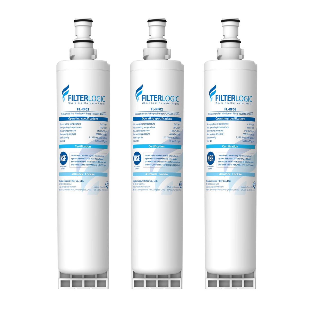 Filtro Filterlogic 4396508 para refrigerador, mejora la claridad y sabor del agua
