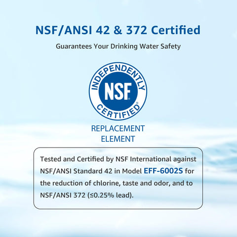 Filterlogic con certificaciones NSF 42 y 372 para calidad confiable
