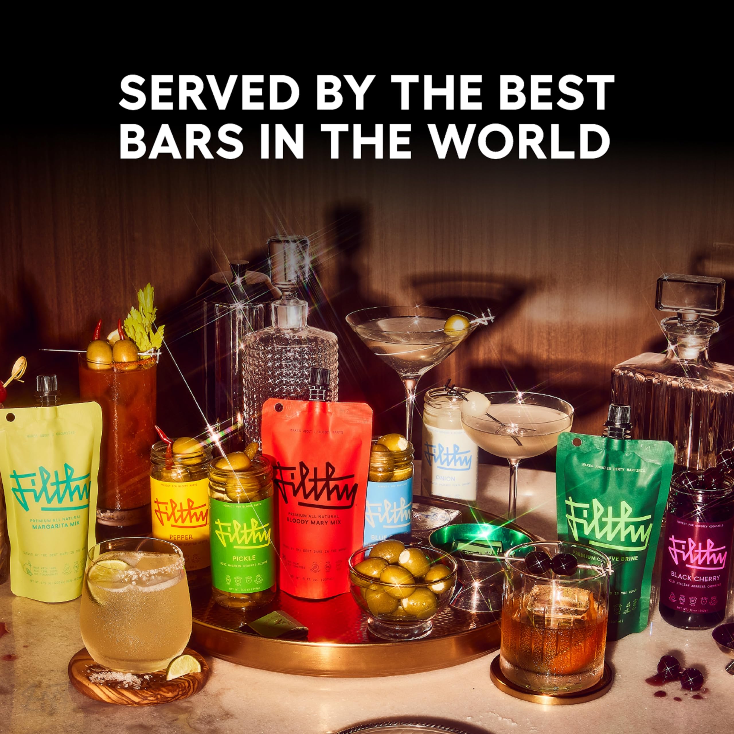 Filthy Martini Kit: kit premium para martinis en casa con ingredientes de calidad.