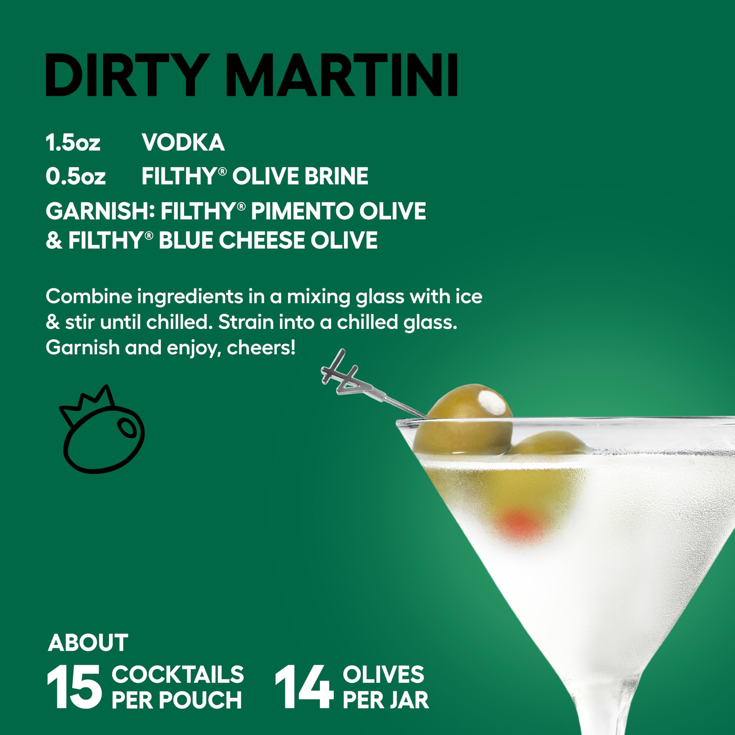 Filthy Martini Kit: frascos reutilizables que mantienen la frescura entre usos.
