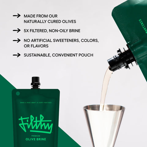 Filthy Martini Kit: olivas rellenas de queso azul con cremosidad distintiva.