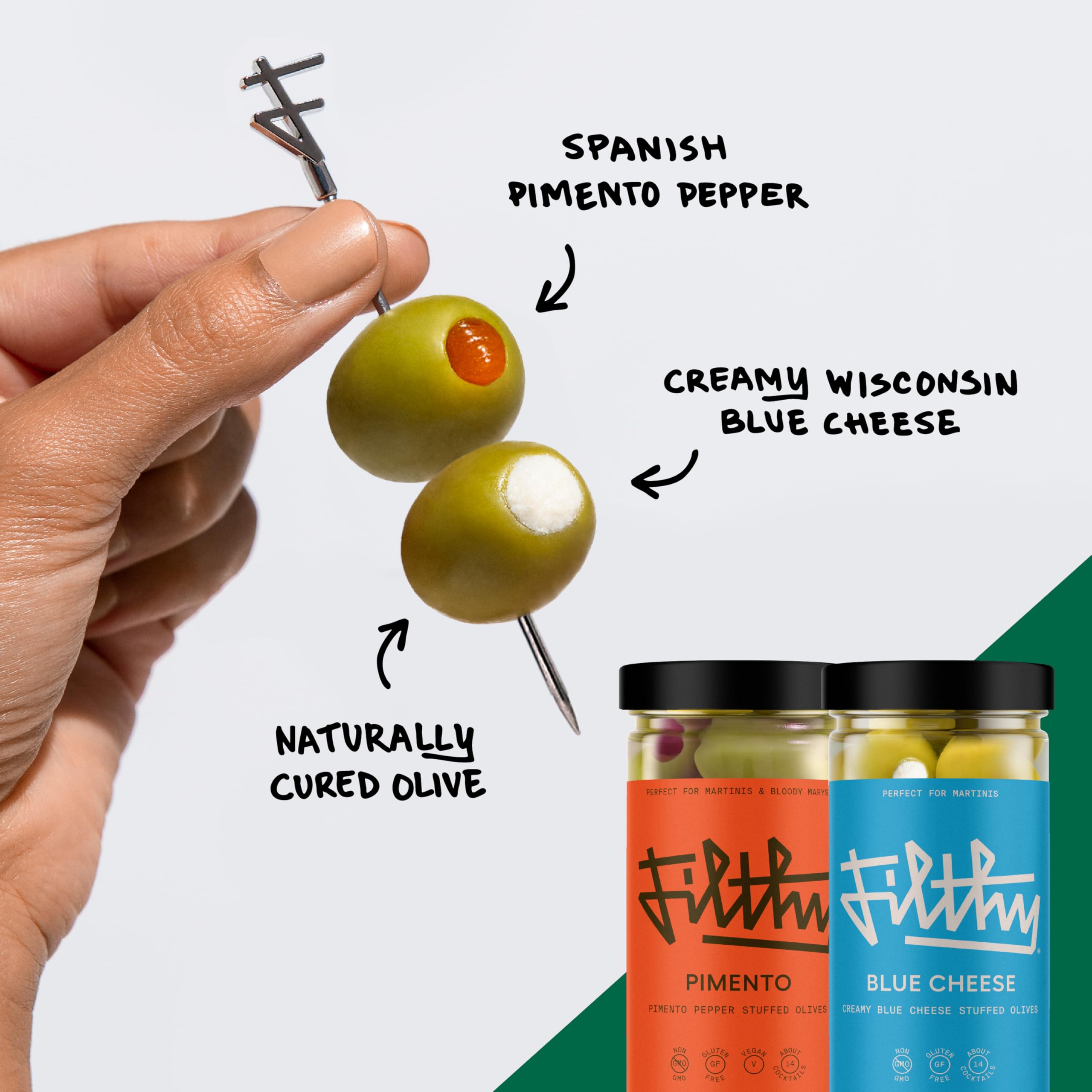Filthy Martini Kit: palillos de acero inoxidable para servir con estilo.