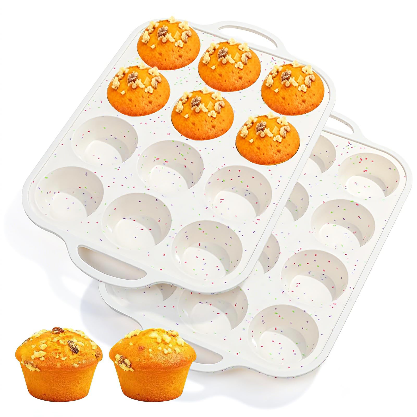 Fimary moldes silicona para magdalenas 12 cup, liberación fácil