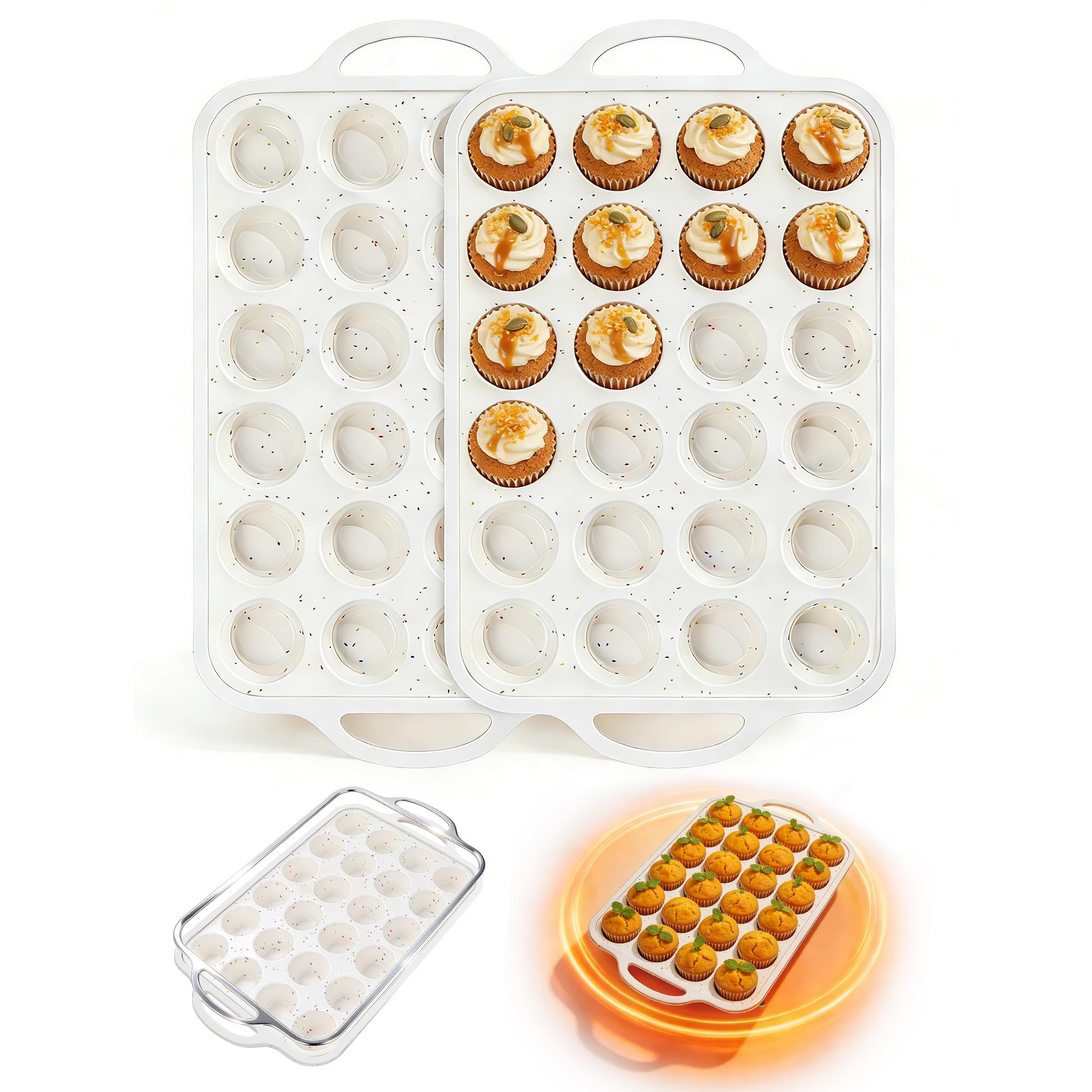 Moldes Fimary de silicona para muffins con 24 cavidades, desmolde fácil.
