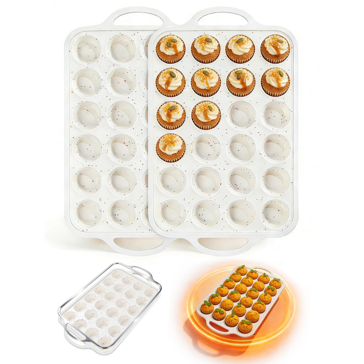 Moldes Fimary de silicona para muffins con 24 cavidades, desmolde fácil.