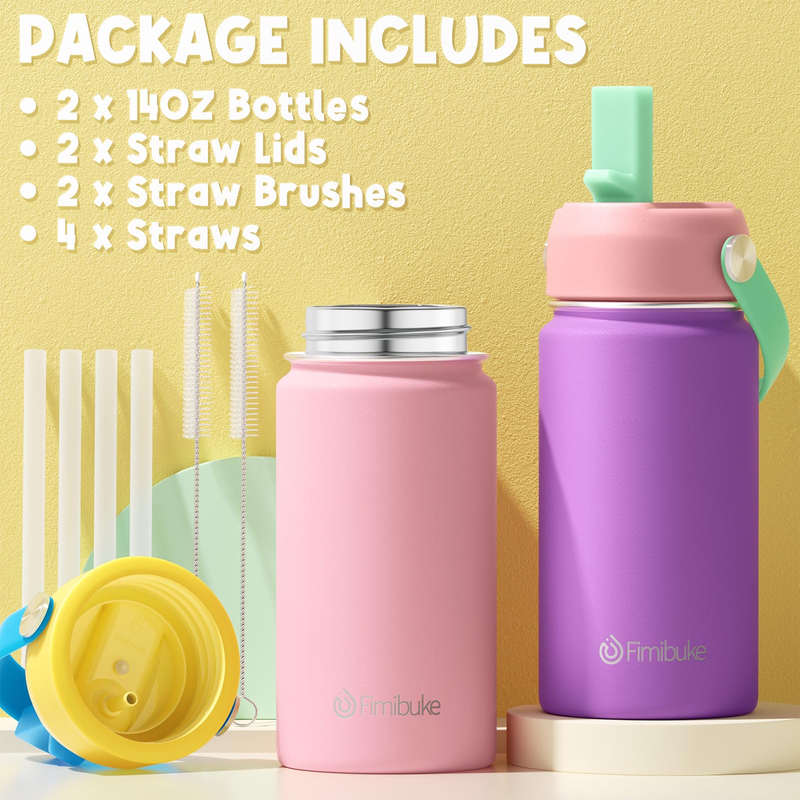 Fimibuke accesorios incluidos: dos tapones y cuatro pajitas para limpieza.