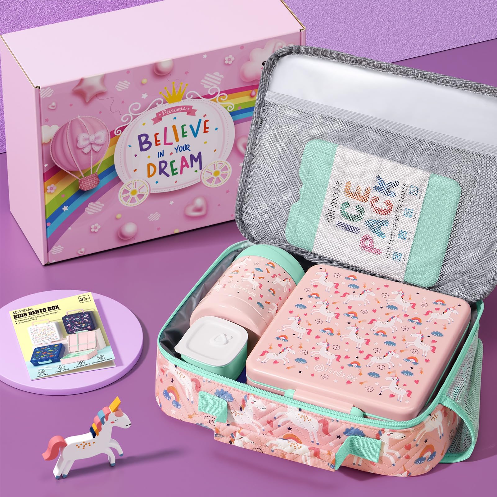 Fimibuke bolsa de almuerzo para niños con gran espacio de almacenamiento.
