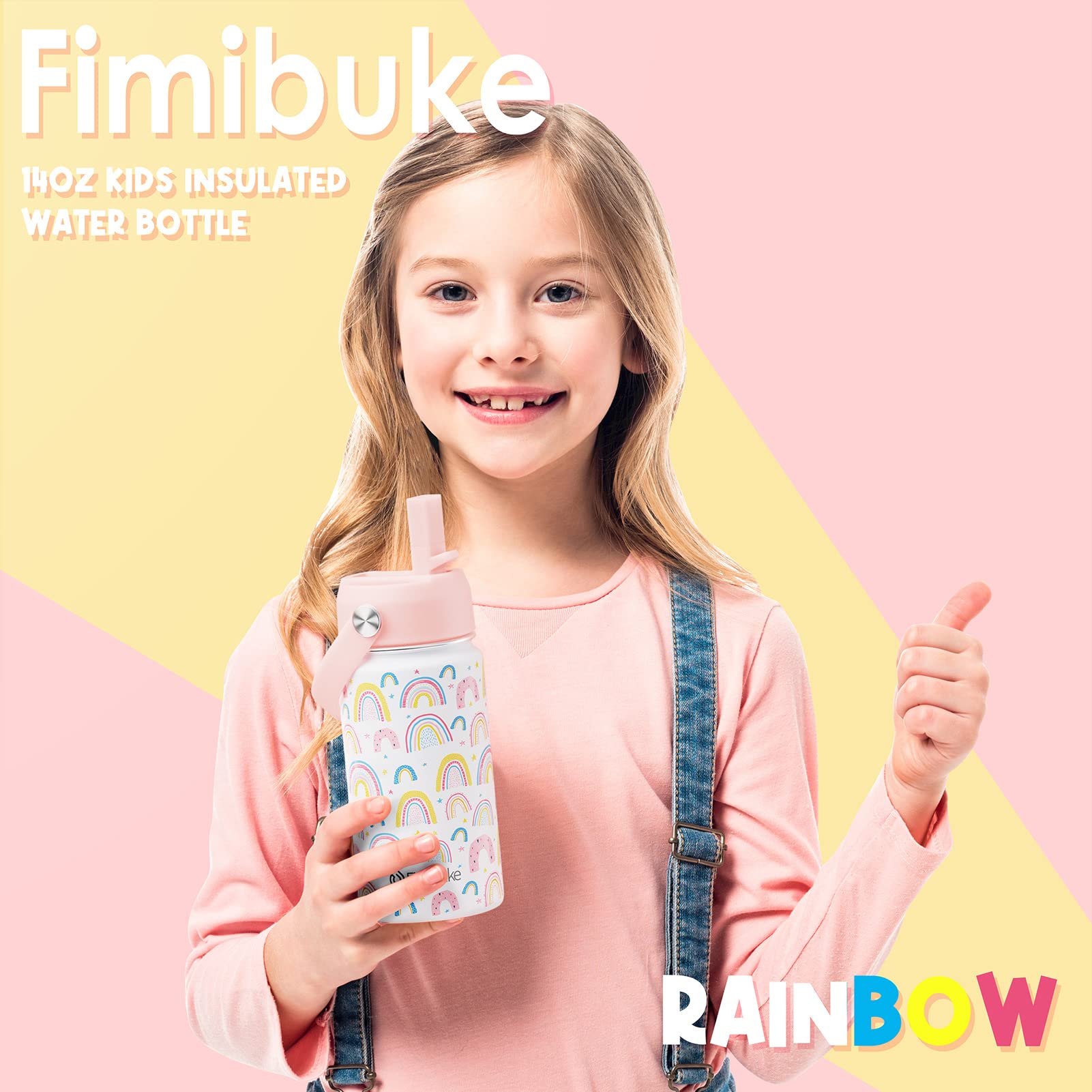 Fimibuke botella, acero inoxidable 18/8, duradera y segura para niños.
