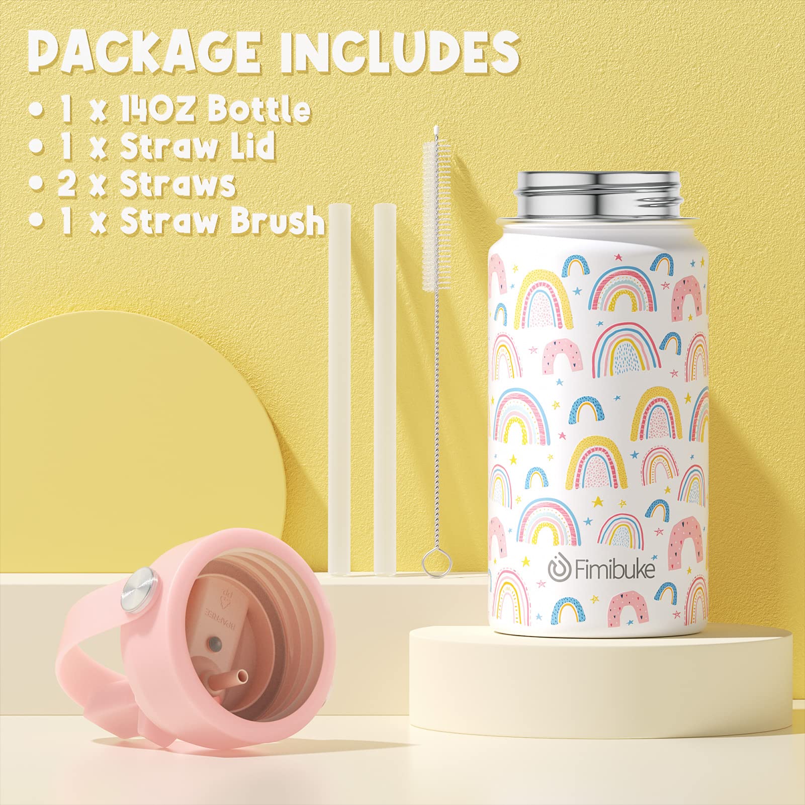 Fimibuke botella de niños, portátil para la mochila y salidas deportivas.