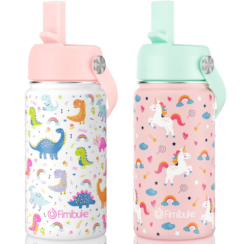Botella Fimibuke para niños con unicornio, mantiene bebidas frías durante el recreo