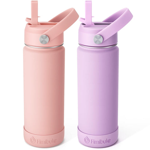 Botella Fimibuke para niños con tapa con pajilla, ideal para la escuela