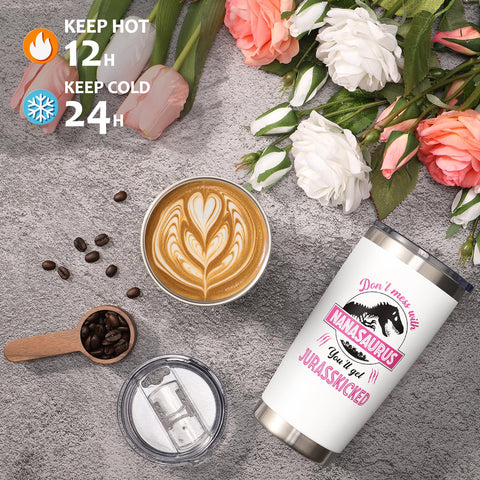 Fimibuke Nana Aislado Anti Sudor 20oz, cómodo de sostener incluso con bebidas frías.