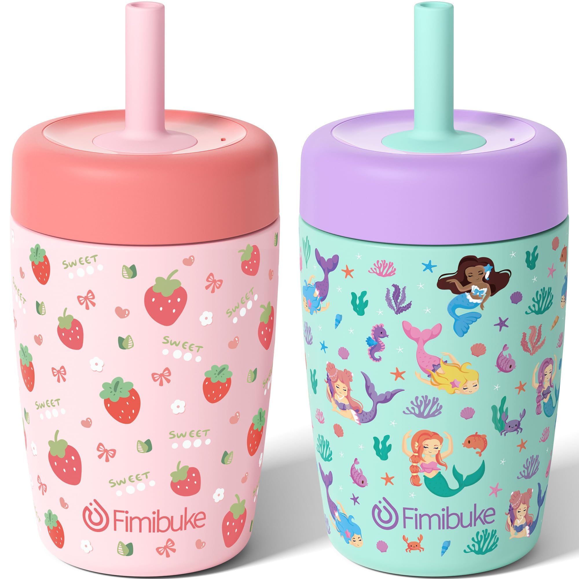 Fimibuke tazas infantiles con tapa giro, ideal para evitar derrames en casa.
