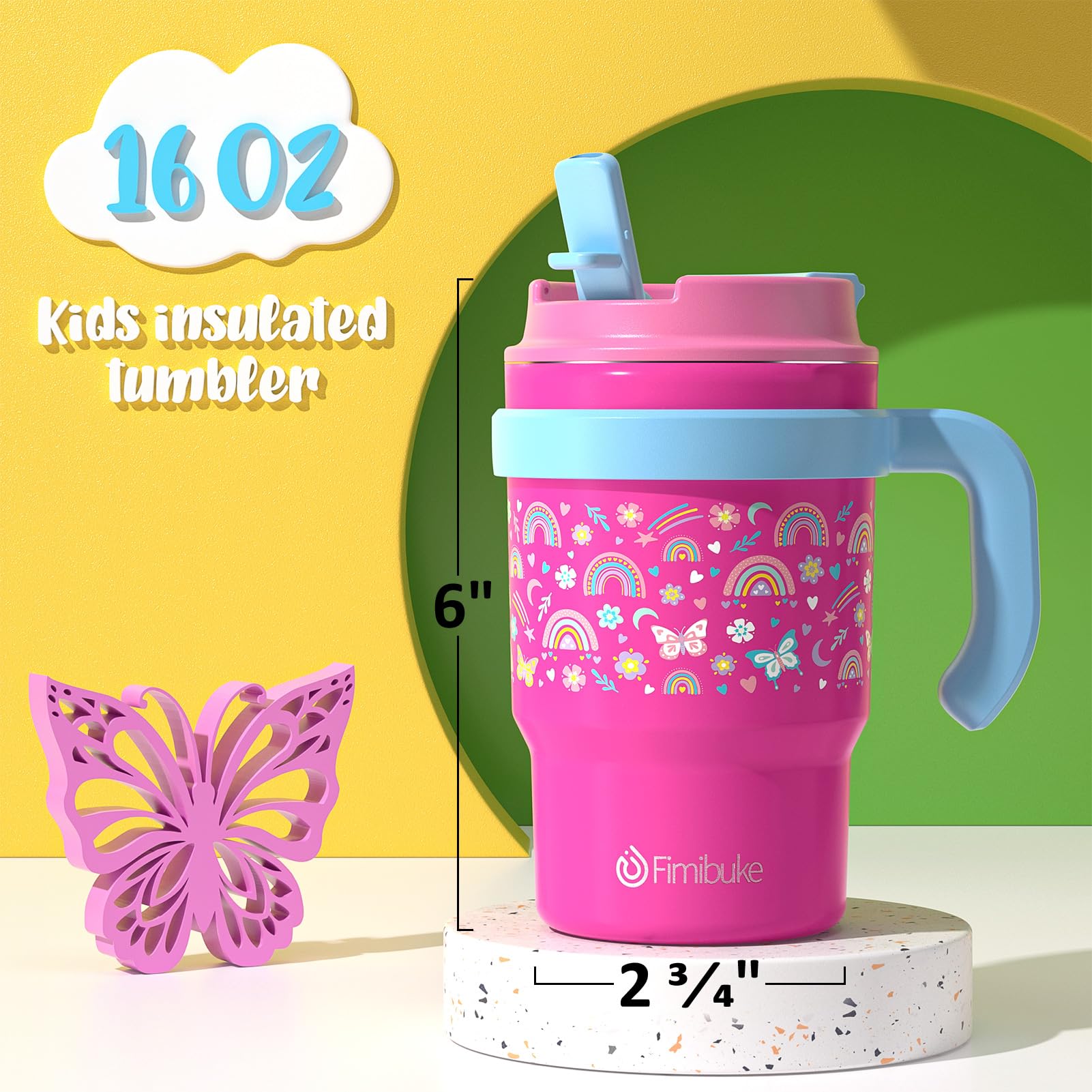 Fimibuke vaso con tapa 2 en 1, práctico para casa y viaje