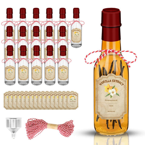 Botellas de vidrio Fimyyao de vainilla 5 oz con tapas seguras para evitar fugas.