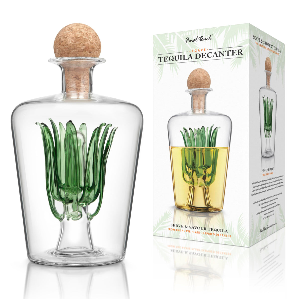 Final Touch Agave Tequila Decantador 850 ml, diseño artesanal para servir tequila con elegancia.