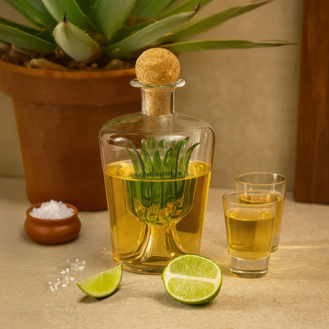 Final Touch Agave Tequila Decantador tapon-corcho-natural, conserva aroma y frescura al servir.