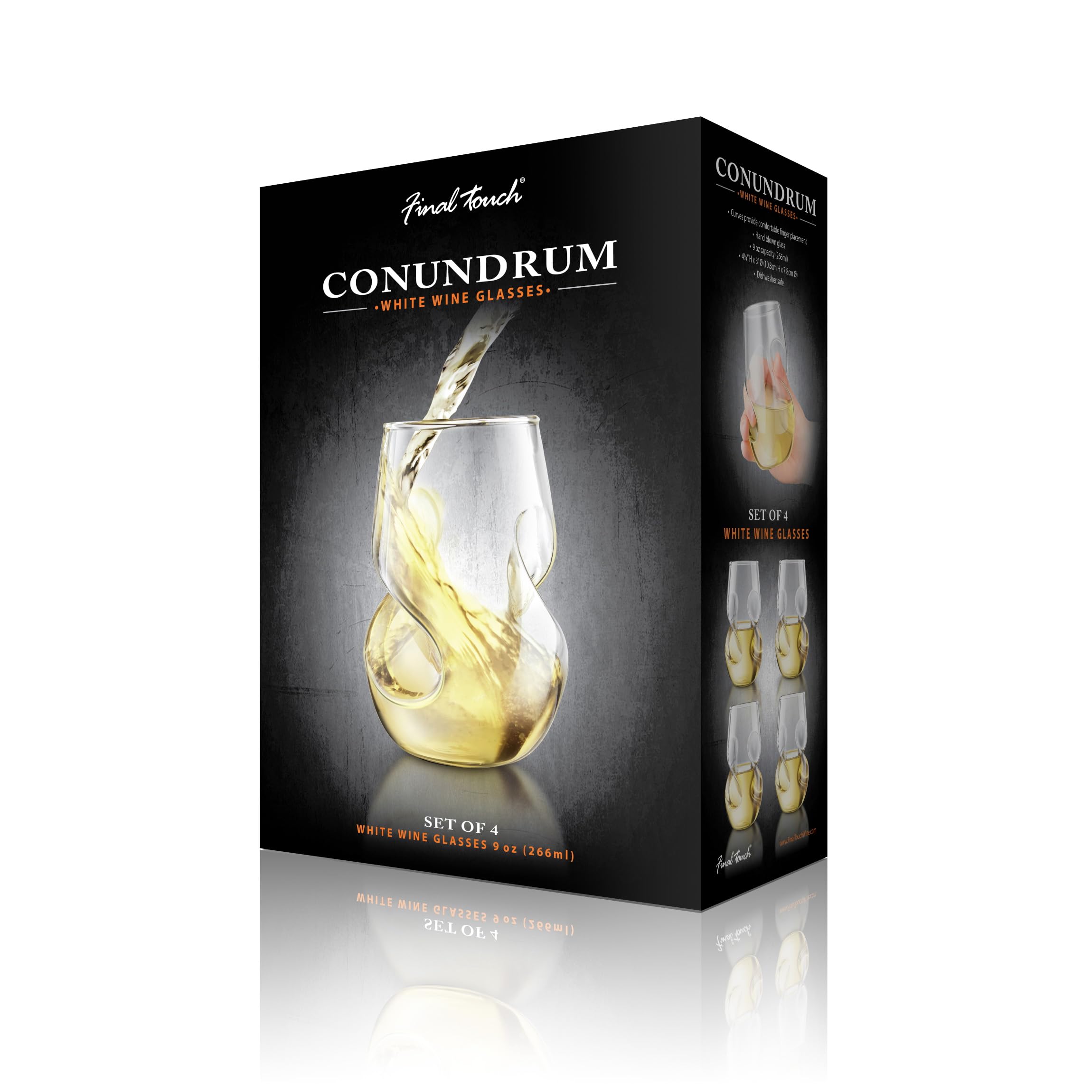 Final Touch Conundrum juego de 4 copas modernas para maridajes y cenas