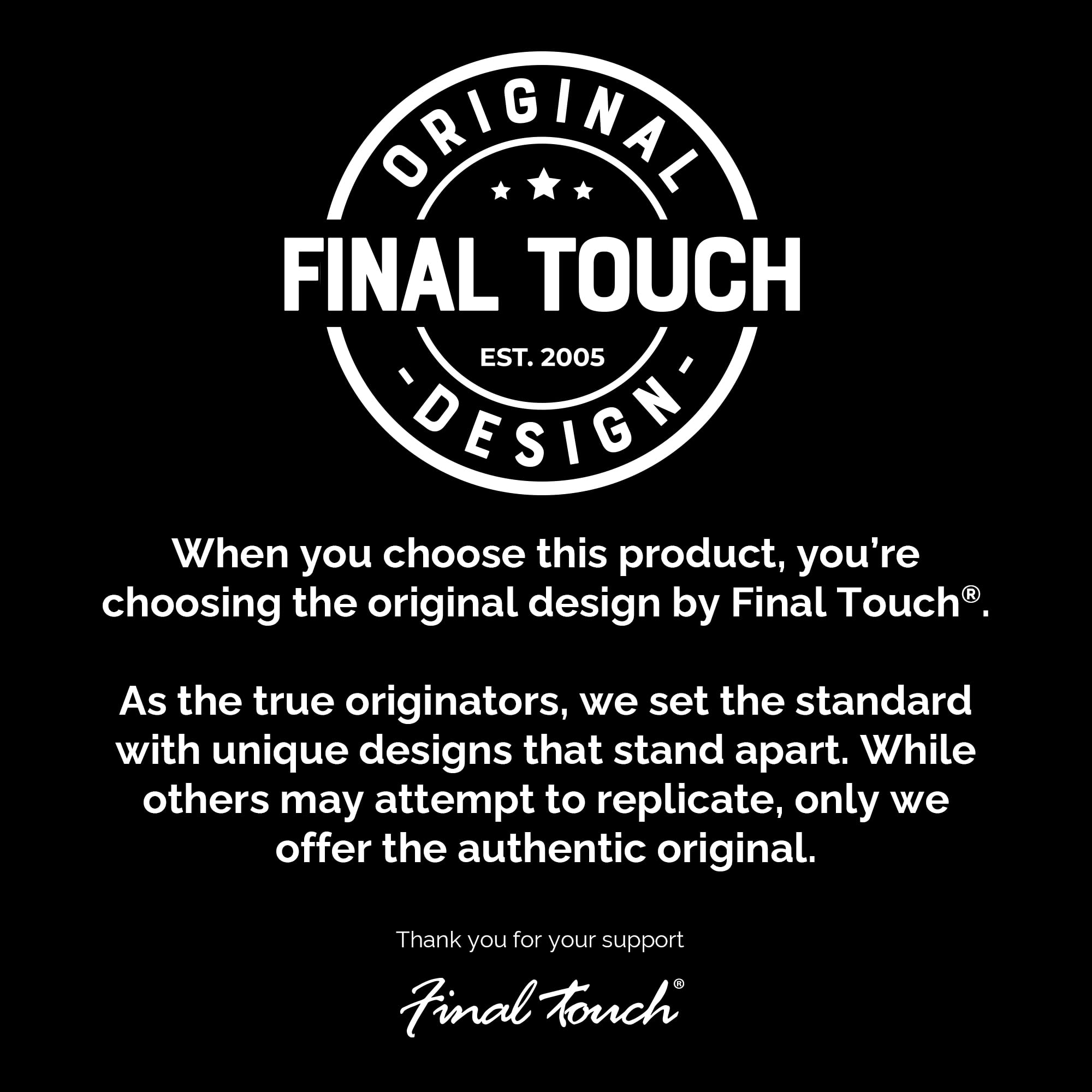 Final Touch dimensiones-material: diseño compacto y plástico libre de BPA.