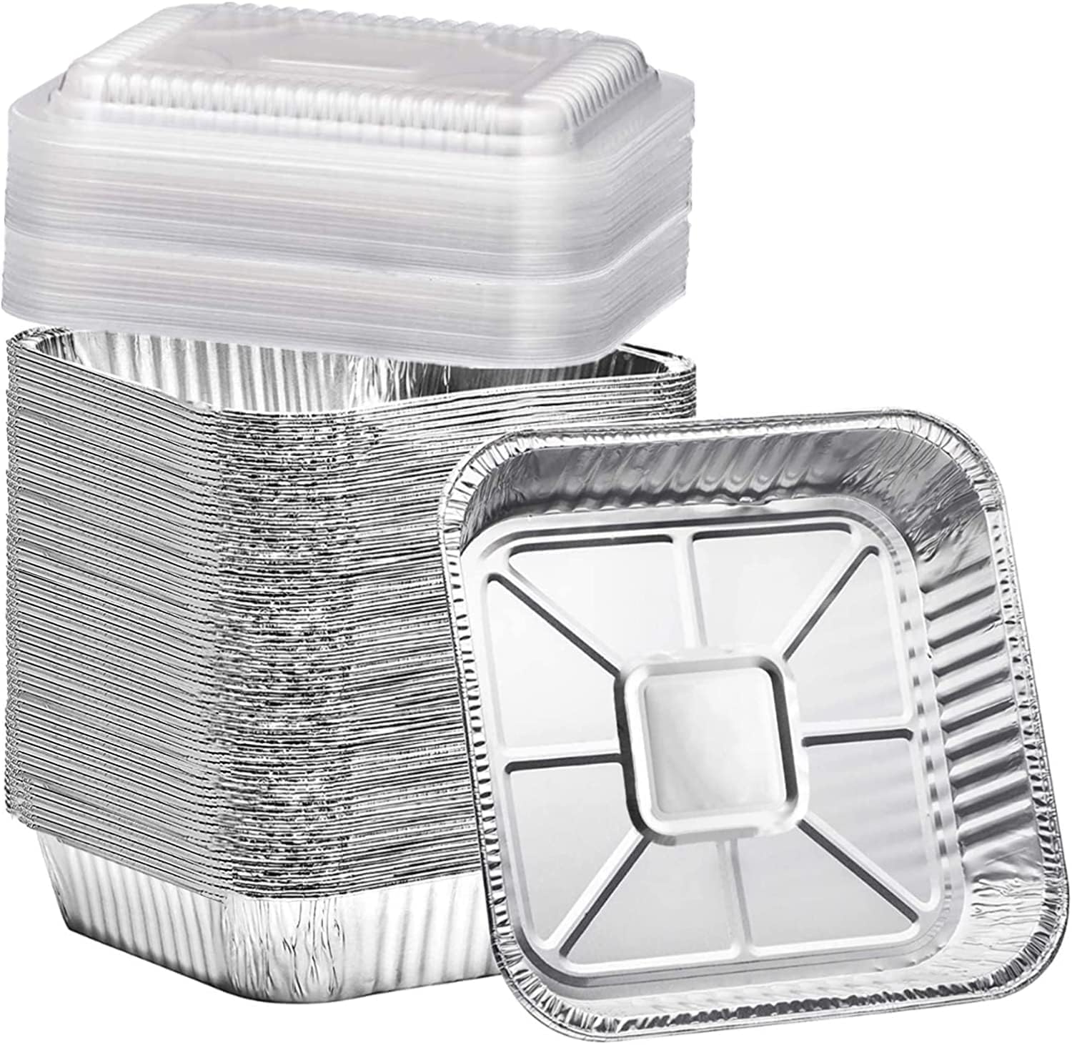 Bandejas Findful de aluminio 8x8 con tapa clara para hornear y servir