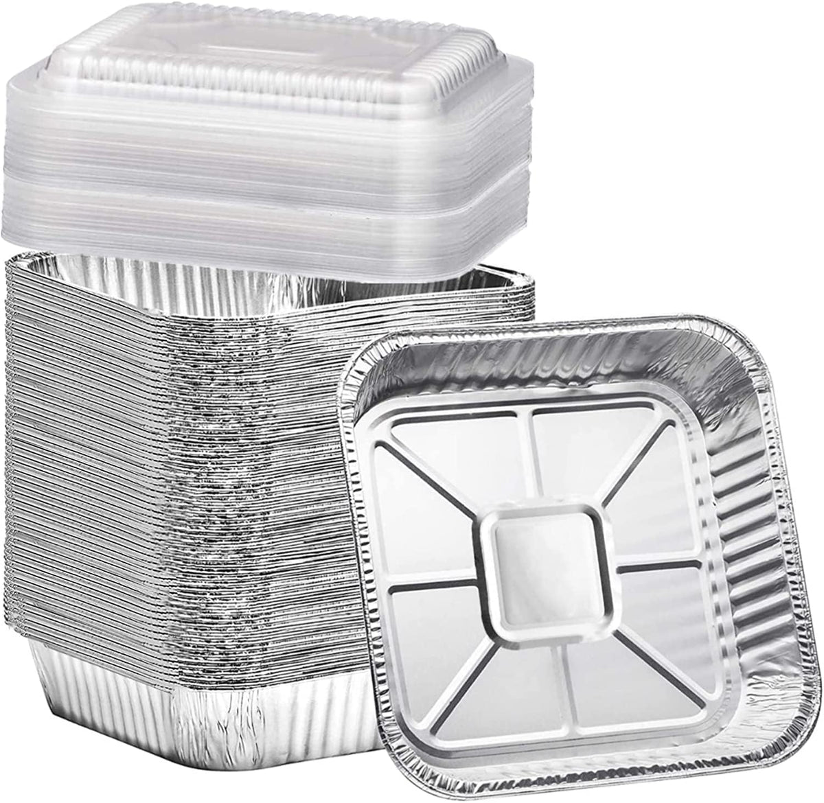 Bandejas Findful de aluminio 8x8 con tapa clara para hornear y servir