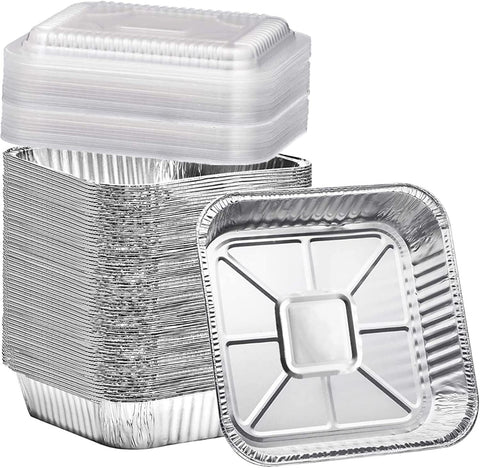 Bandejas Findful de aluminio 8x8 con tapa clara para hornear y servir