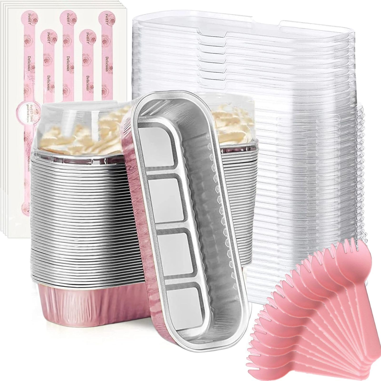 Findful bandejas mini para hornear rectangulares con tapas, ideales para porciones individuales y postres.