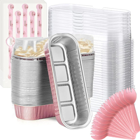 Findful bandejas mini para hornear rectangulares con tapas, ideales para porciones individuales y postres.