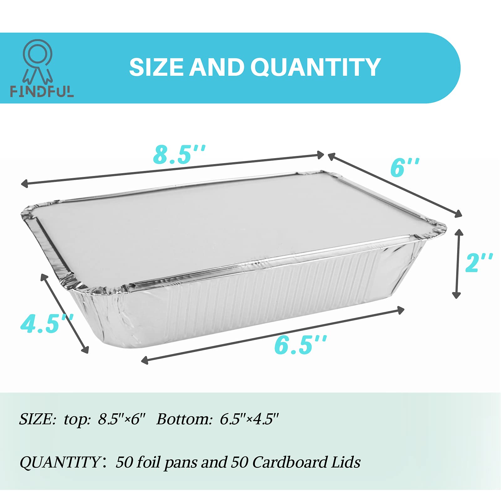 Findful envases de aluminio 50 unidades con tapas de cartón para llevar.
