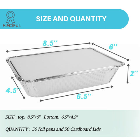 Findful envases de aluminio 50 unidades con tapas de cartón para llevar.